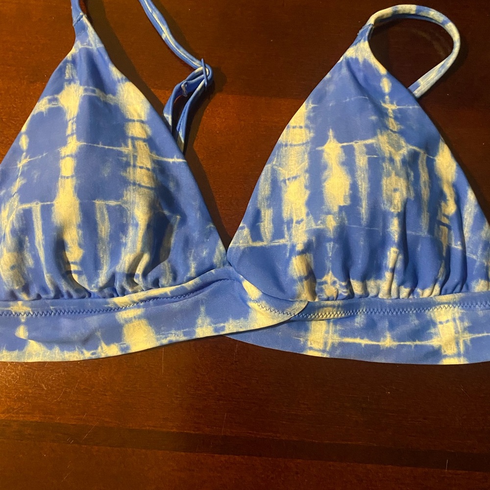 Aerie Blue and White Bikini Top